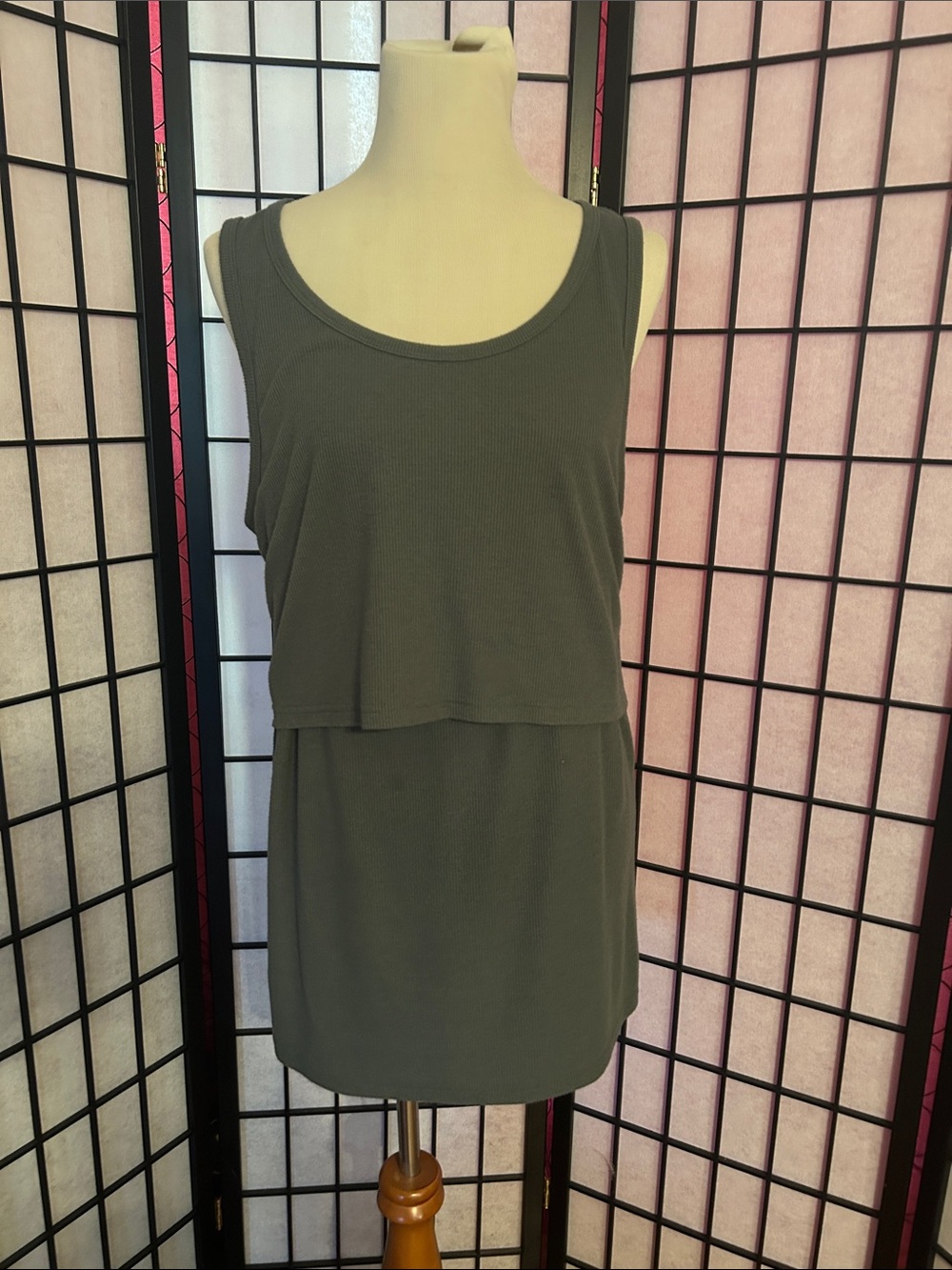 Latched Mama Olive Green Layered Nursing Tank